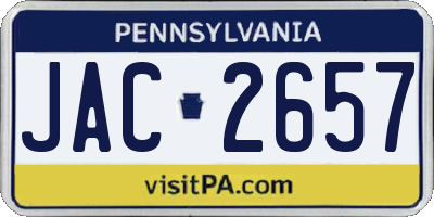 PA license plate JAC2657