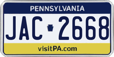 PA license plate JAC2668