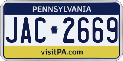 PA license plate JAC2669