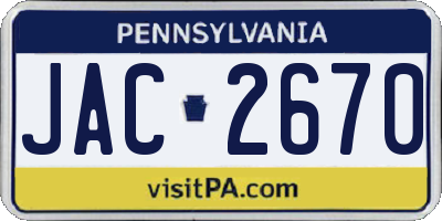 PA license plate JAC2670