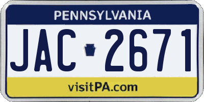 PA license plate JAC2671