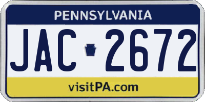 PA license plate JAC2672