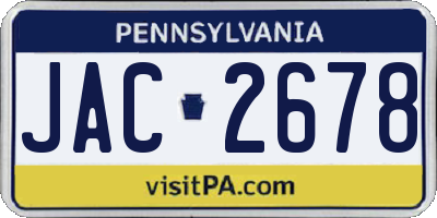 PA license plate JAC2678