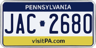 PA license plate JAC2680