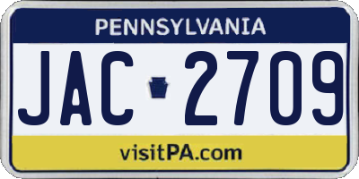 PA license plate JAC2709