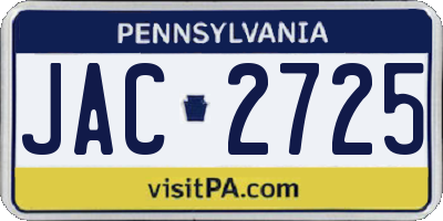 PA license plate JAC2725