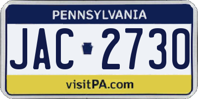 PA license plate JAC2730