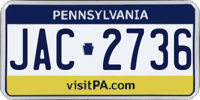 PA license plate JAC2736