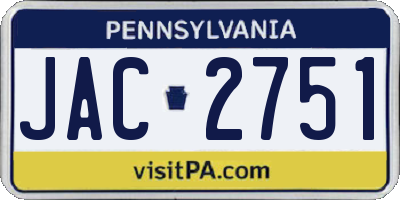 PA license plate JAC2751