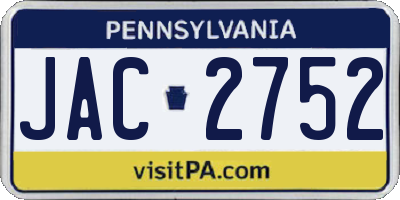 PA license plate JAC2752