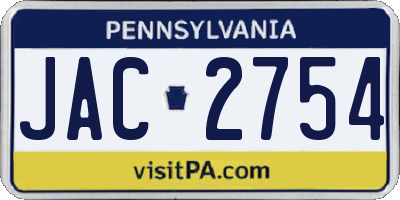 PA license plate JAC2754