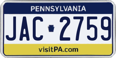 PA license plate JAC2759