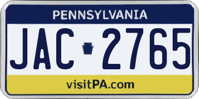 PA license plate JAC2765