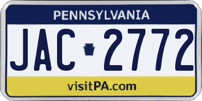 PA license plate JAC2772