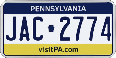 PA license plate JAC2774