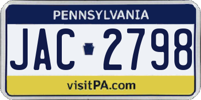 PA license plate JAC2798