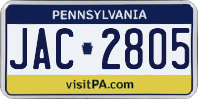 PA license plate JAC2805