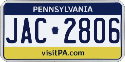 PA license plate JAC2806
