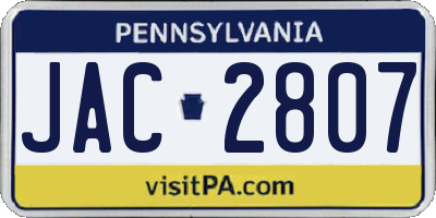 PA license plate JAC2807