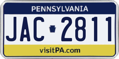 PA license plate JAC2811