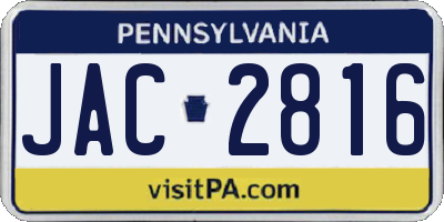 PA license plate JAC2816