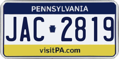 PA license plate JAC2819