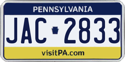 PA license plate JAC2833