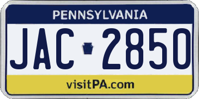 PA license plate JAC2850