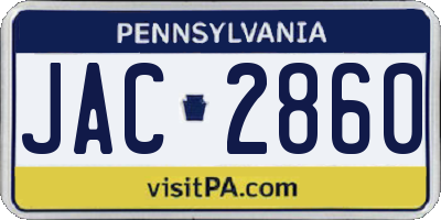 PA license plate JAC2860