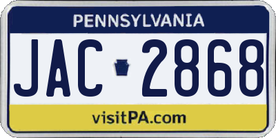 PA license plate JAC2868