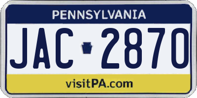 PA license plate JAC2870