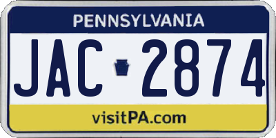 PA license plate JAC2874