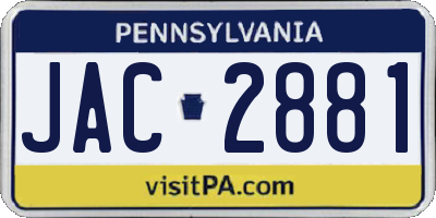 PA license plate JAC2881