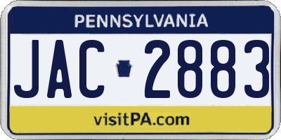 PA license plate JAC2883
