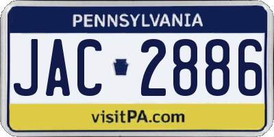 PA license plate JAC2886