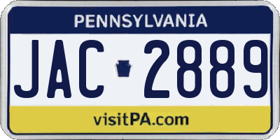 PA license plate JAC2889