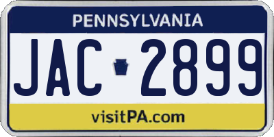 PA license plate JAC2899