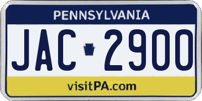 PA license plate JAC2900