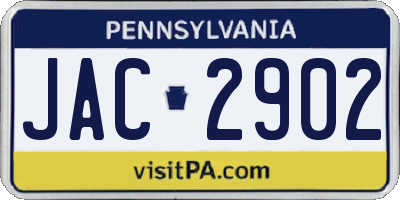 PA license plate JAC2902