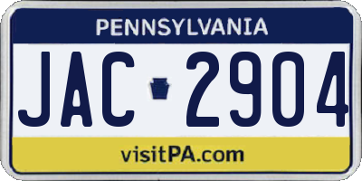 PA license plate JAC2904