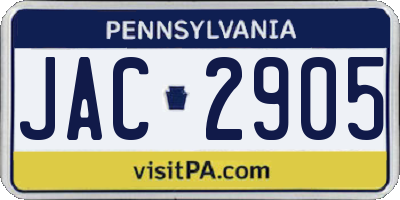 PA license plate JAC2905
