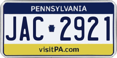 PA license plate JAC2921