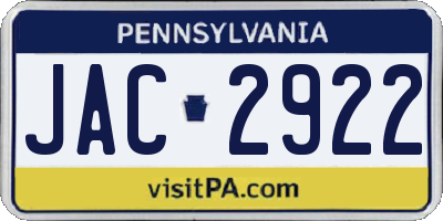 PA license plate JAC2922