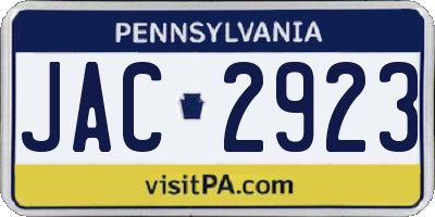 PA license plate JAC2923