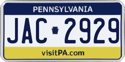 PA license plate JAC2929