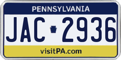 PA license plate JAC2936