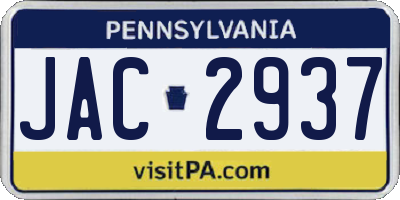 PA license plate JAC2937