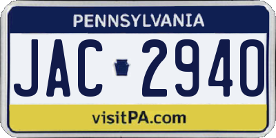 PA license plate JAC2940