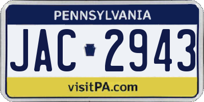 PA license plate JAC2943