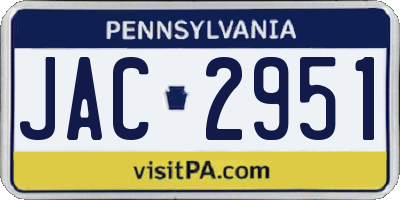 PA license plate JAC2951